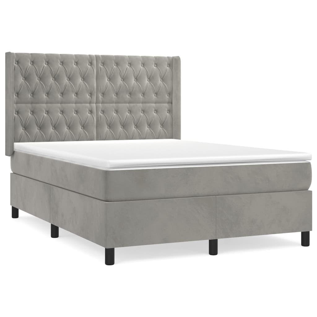 Sommier à lattes de lit et matelas Gris clair 140x190cm Velours - XIOS