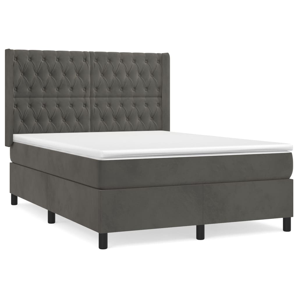 Sommier à lattes de lit et matelas Gris foncé 140x190cm Velours - XIOS