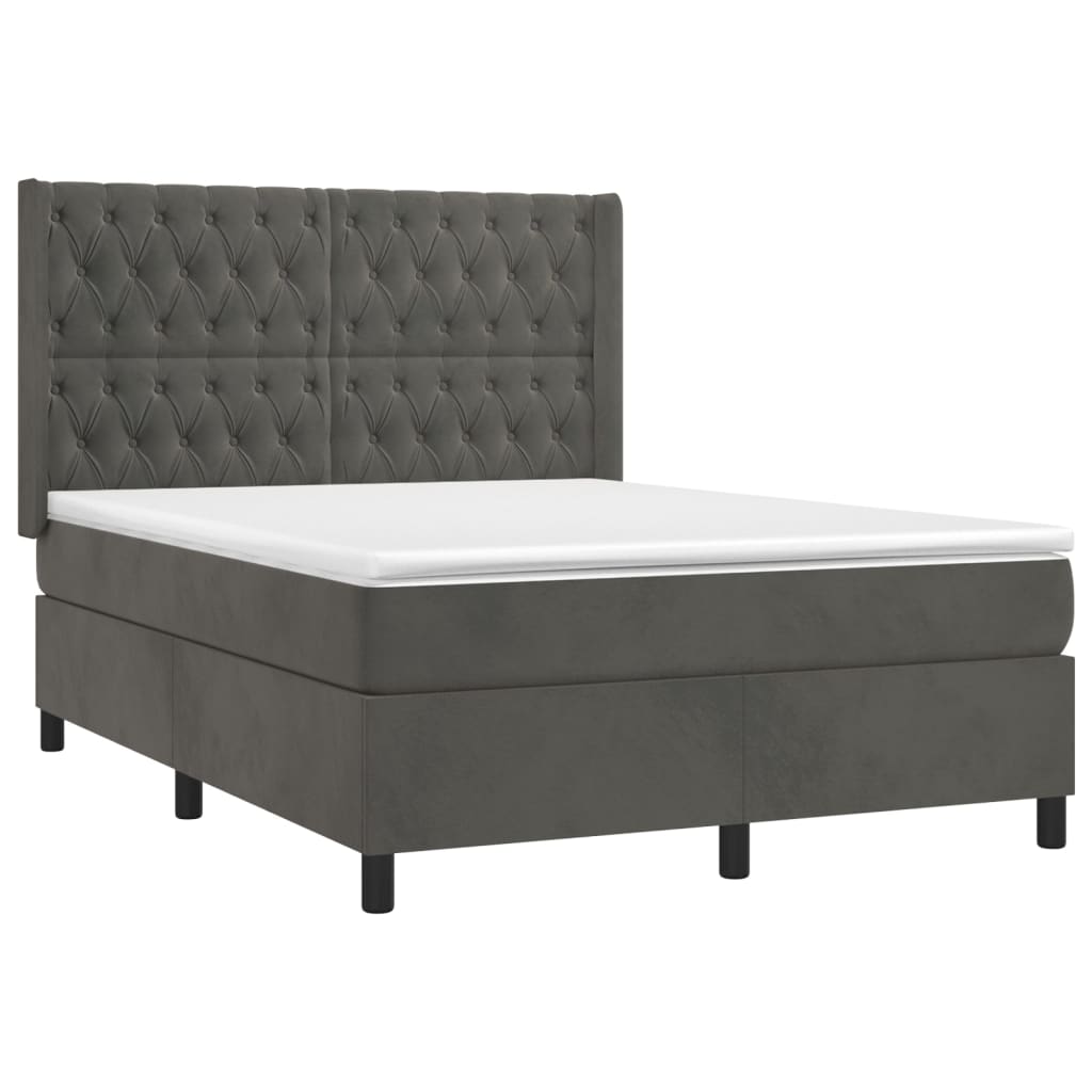 Sommier à lattes de lit et matelas Gris foncé 140x190cm Velours - XIOS