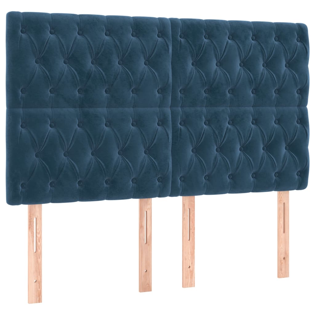 Sommier à lattes de lit et matelas Bleu foncé 140x190cm Velours - XIOS