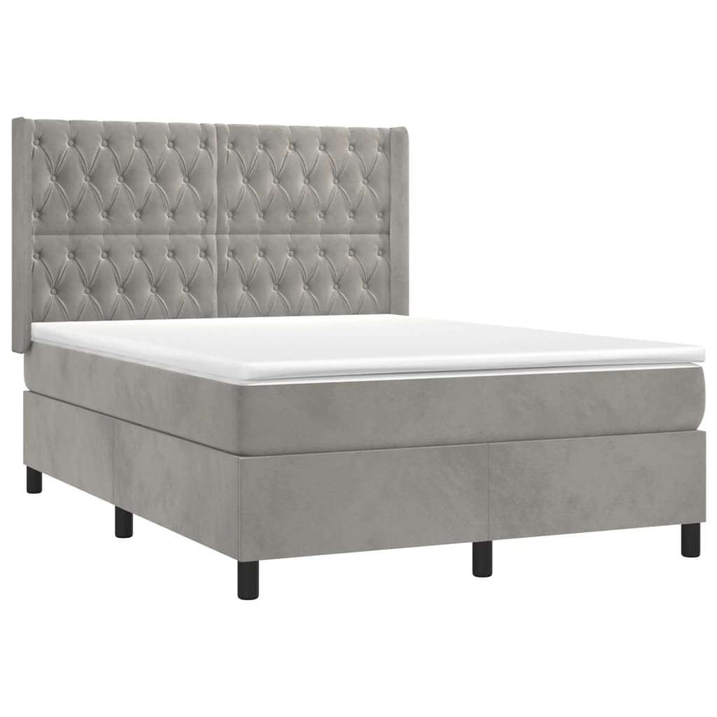Sommier à lattes de lit et matelas Gris clair 140x200cm Velours - XIOS
