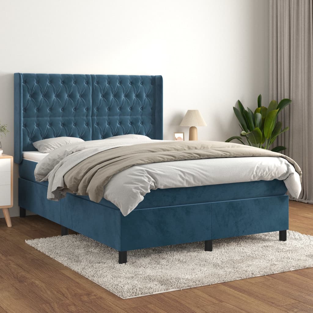 Sommier à lattes de lit et matelas Bleu foncé 140x200cm Velours - XIOS