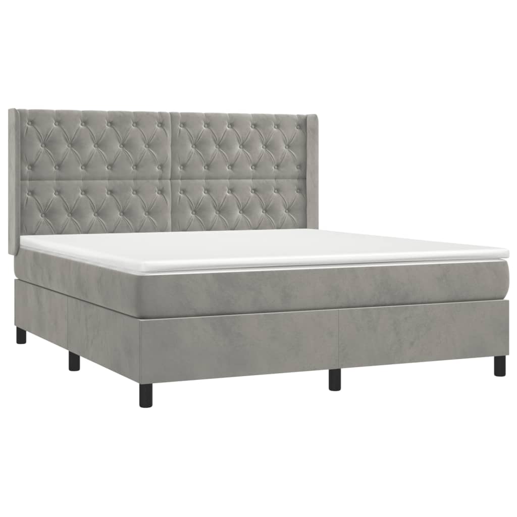 Sommier à lattes de lit et matelas Gris clair 160x200cm Velours - XIOS