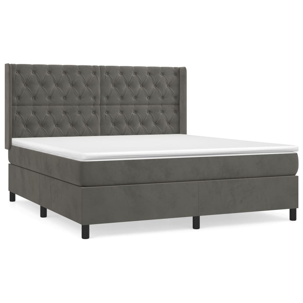 Sommier à lattes de lit et matelas Gris foncé 160x200cm Velours - XIOS