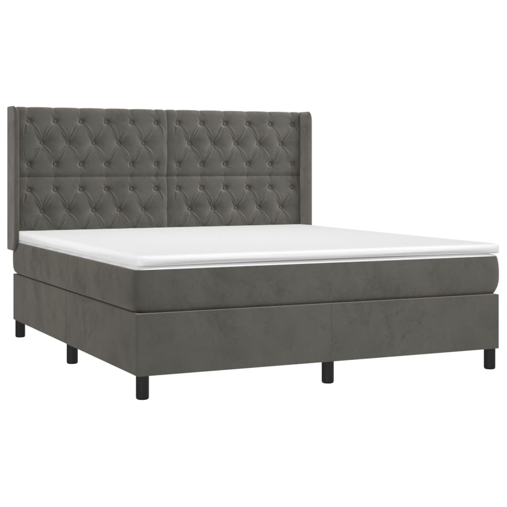 Sommier à lattes de lit et matelas Gris foncé 160x200cm Velours - XIOS
