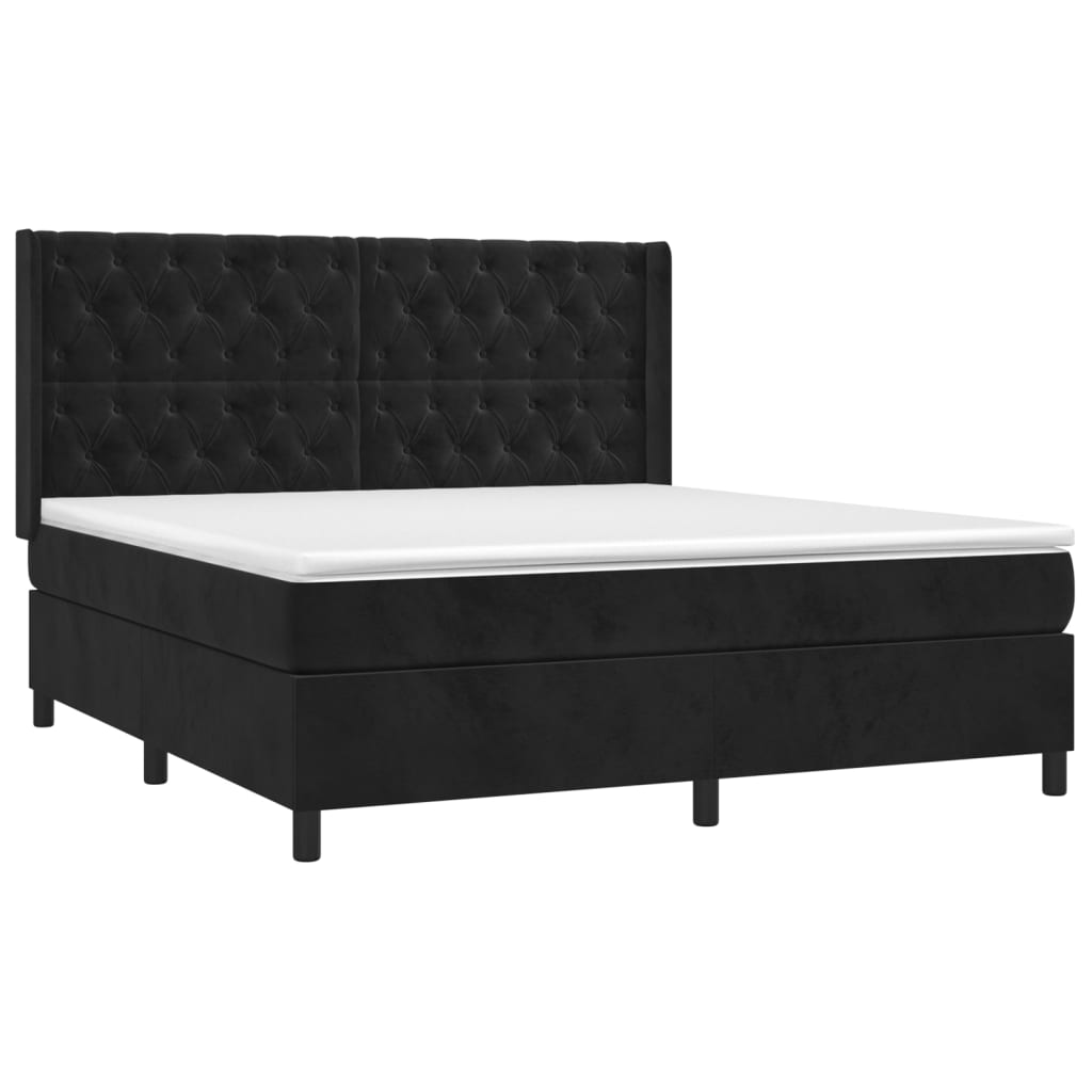 Sommier à lattes de lit et matelas Noir 160x200 cm Velours - XIOS