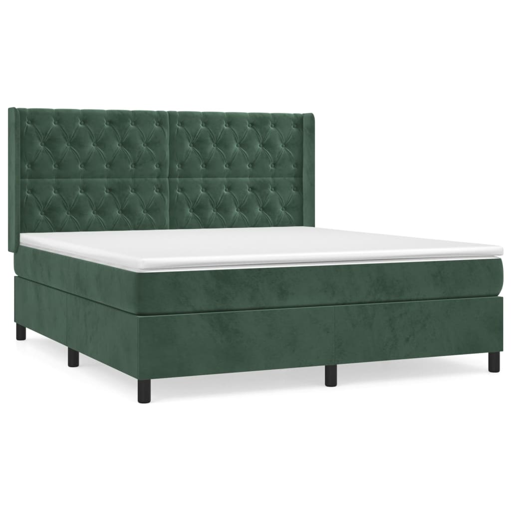 Sommier à lattes de lit et matelas Vert foncé 160x200cm Velours