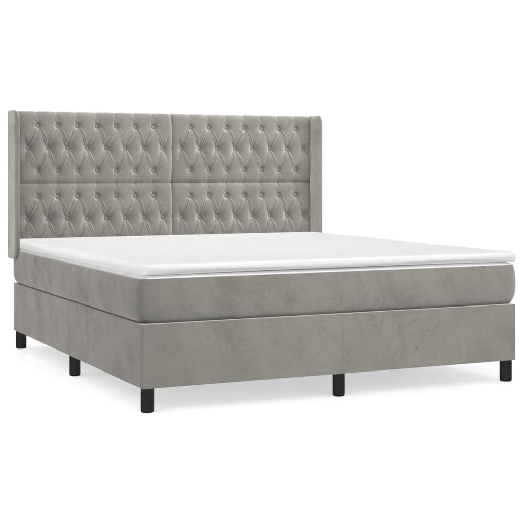 Sommier à lattes de lit et matelas Gris clair 180x200cm Velours - XIOS