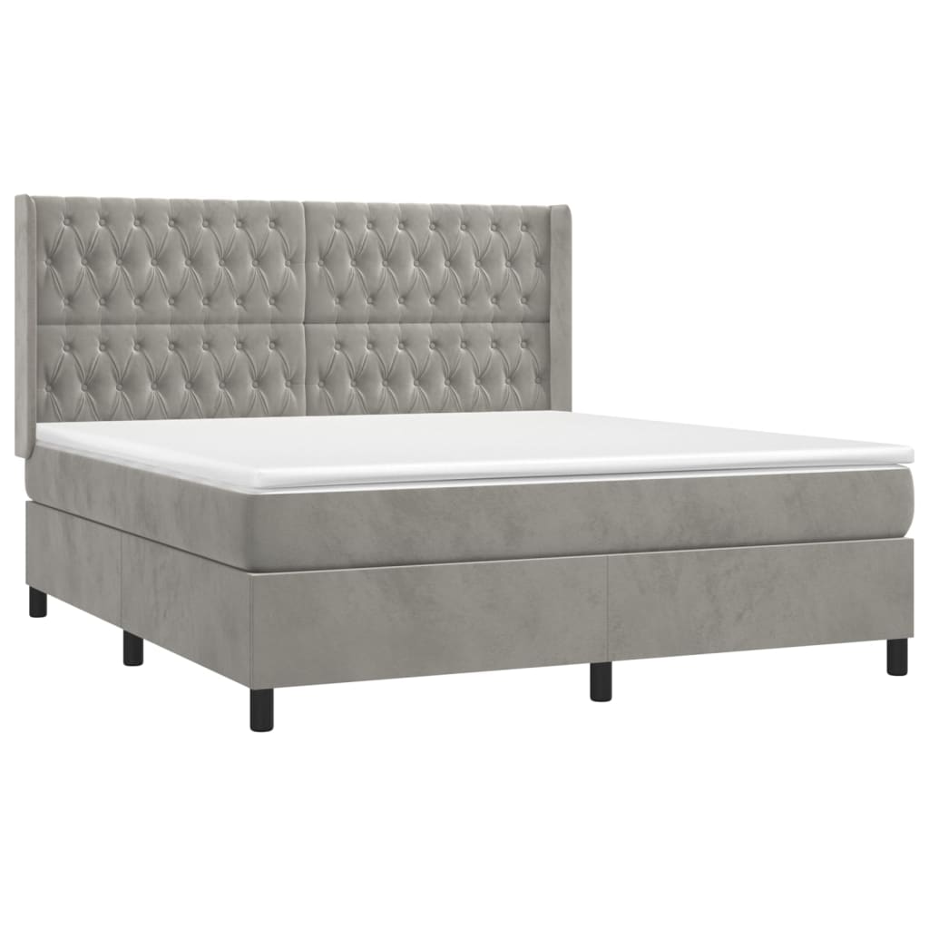 Sommier à lattes de lit et matelas Gris clair 180x200cm Velours - XIOS