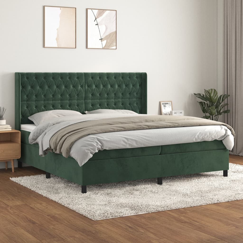 Sommier à lattes de lit et matelas Vert foncé 200x200cm Velours - XIOS