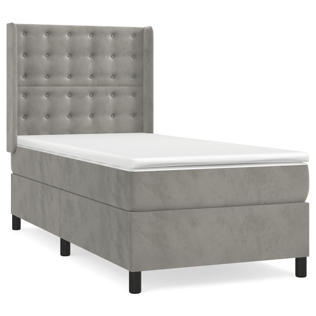 Sommier à lattes de lit et matelas Gris clair 90x190 cm Velours - XIOS