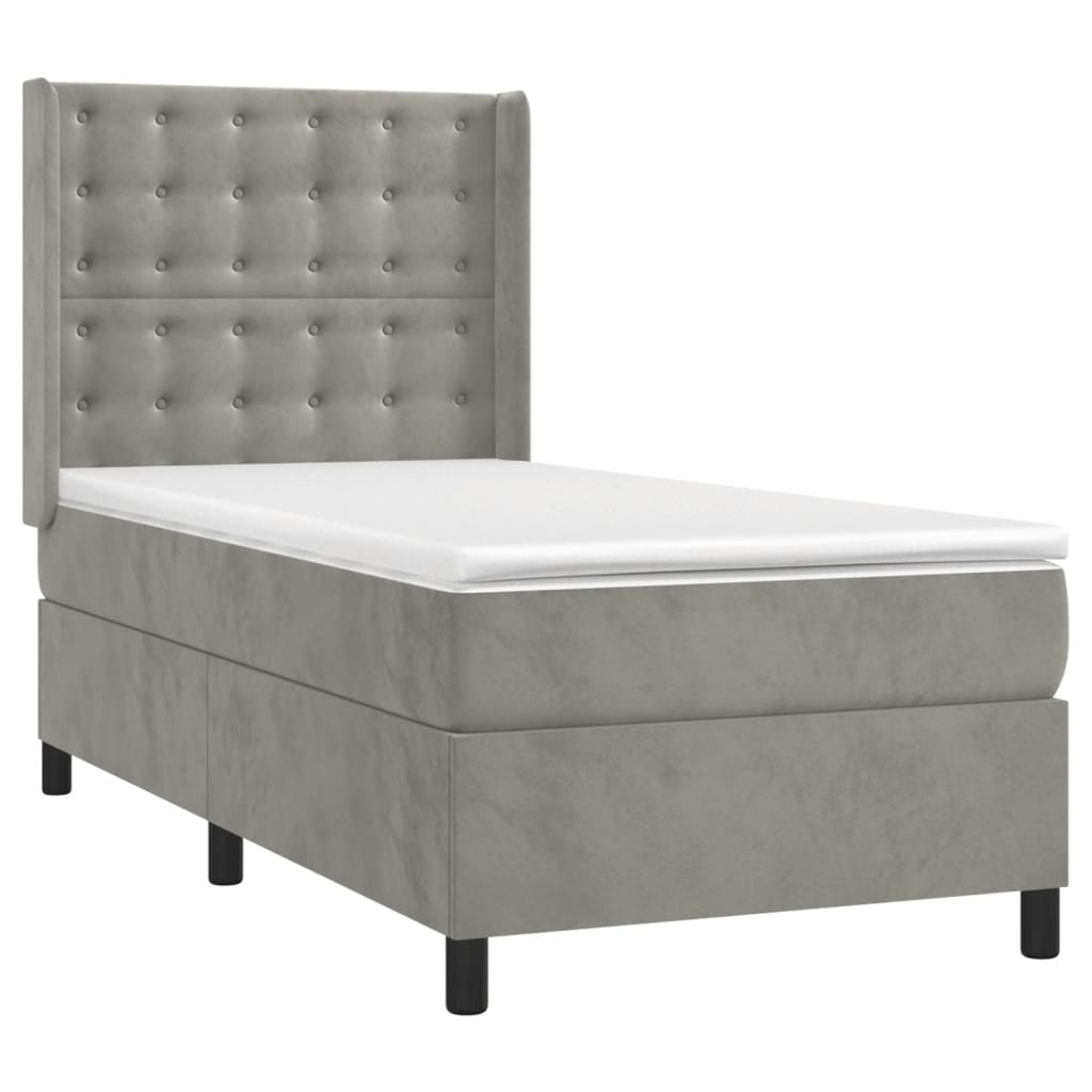 Sommier à lattes de lit et matelas Gris clair 90x190 cm Velours - XIOS