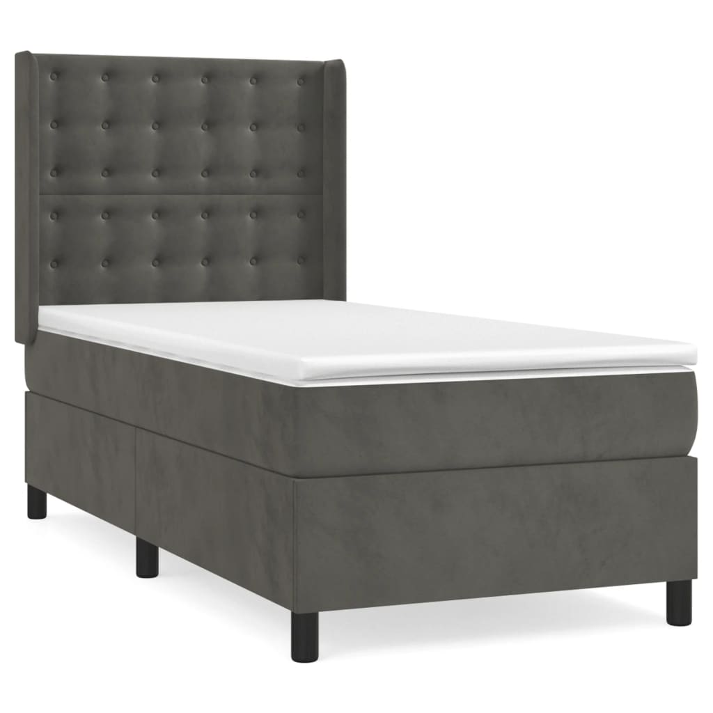 Sommier à lattes de lit et matelas Gris foncé 90x190 cm Velours - XIOS