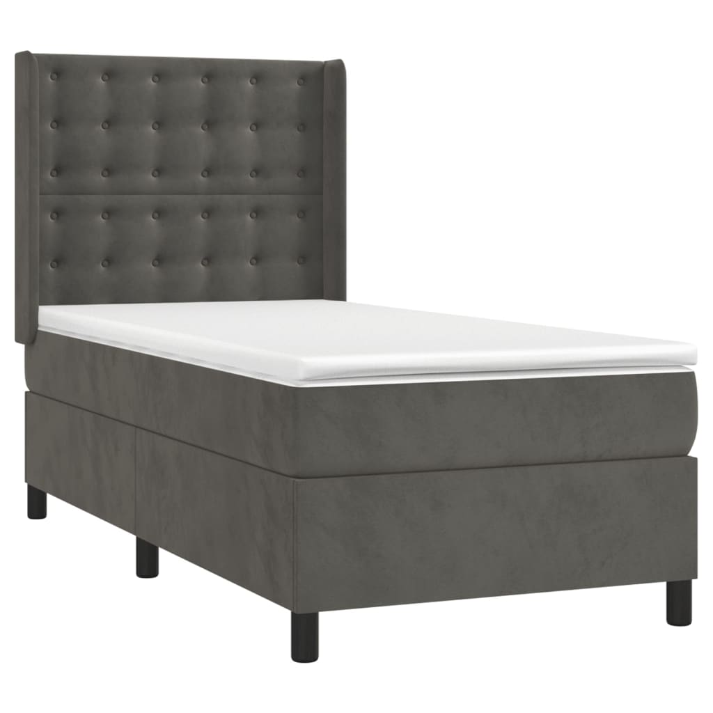 Sommier à lattes de lit et matelas Gris foncé 90x190 cm Velours - XIOS