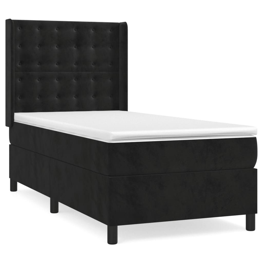 Sommier à lattes de lit avec matelas Noir 90x190 cm Velours - XIOS