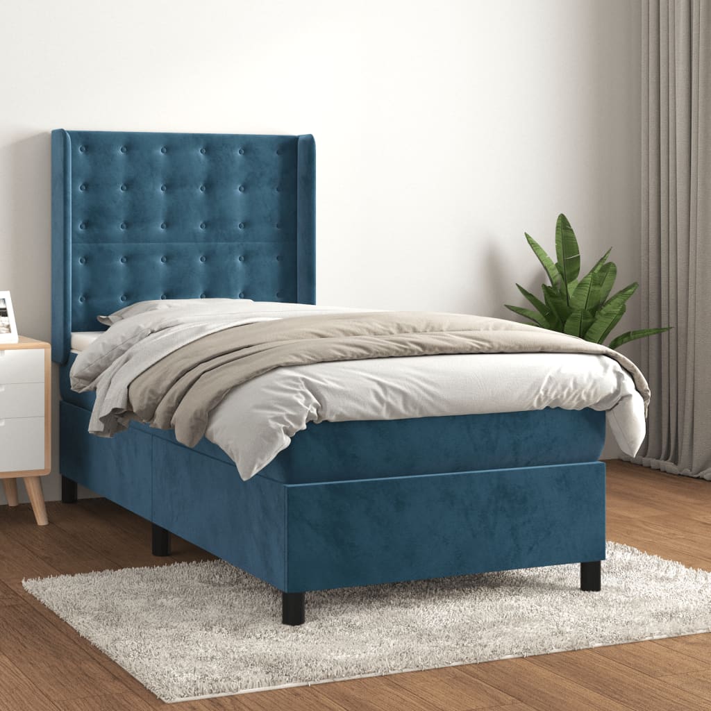 Sommier à lattes de lit avec matelas Bleu foncé 90x200 cm - XIOS