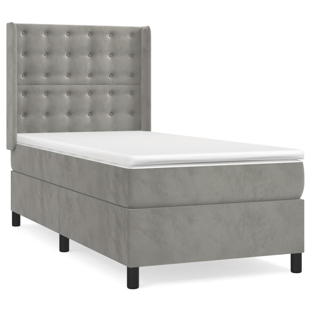 Sommier à lattes de lit et matelas Gris clair 100x200cm Velours - XIOS
