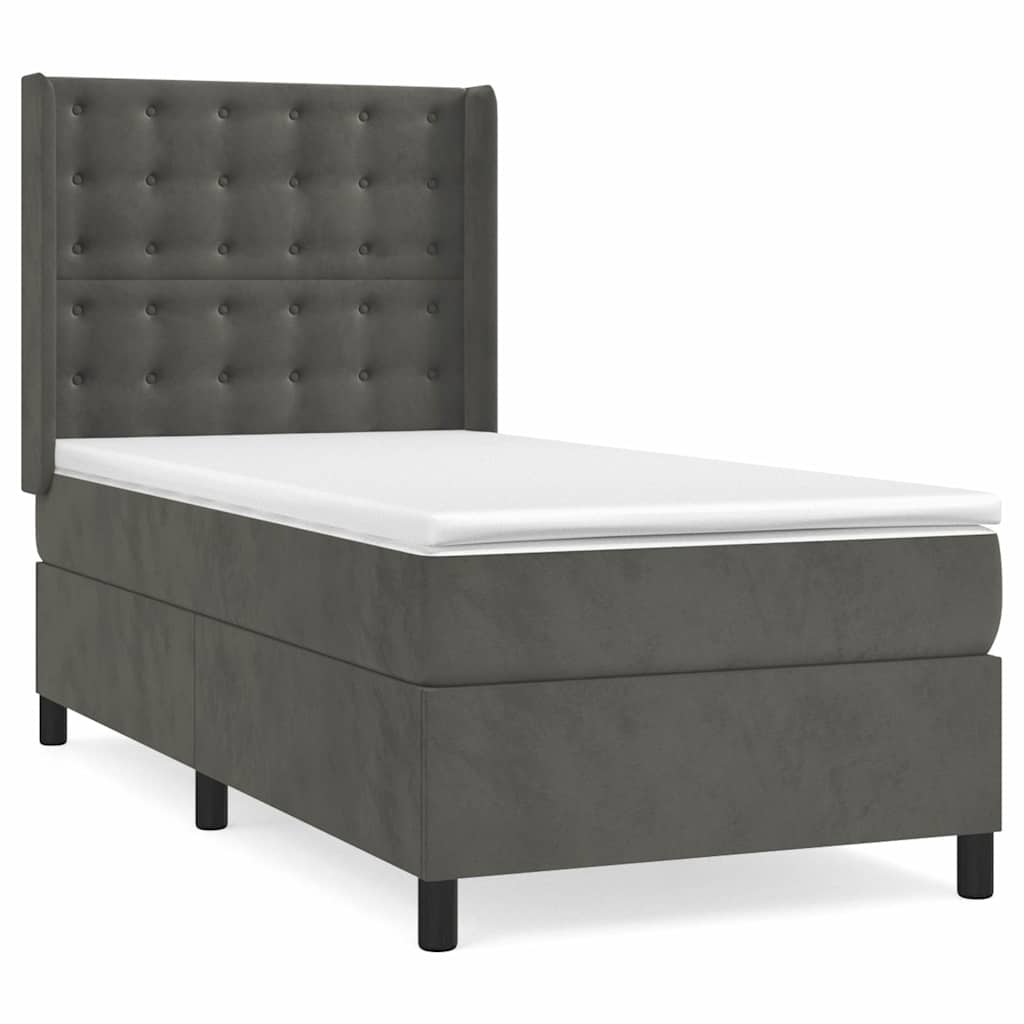 Sommier à lattes de lit avec matelas Gris foncé 100x200 cm