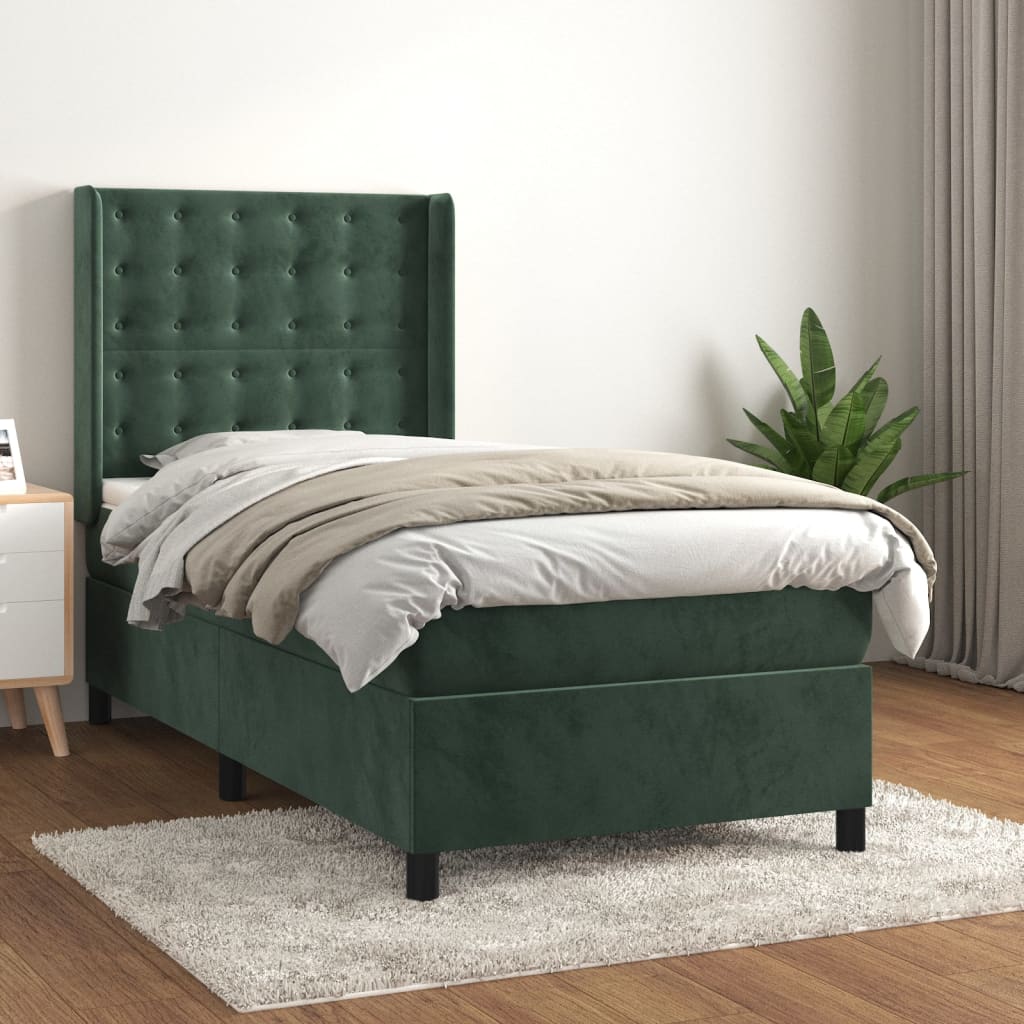 Sommier à lattes de lit avec matelas Vert foncé 100x200 cm - XIOS