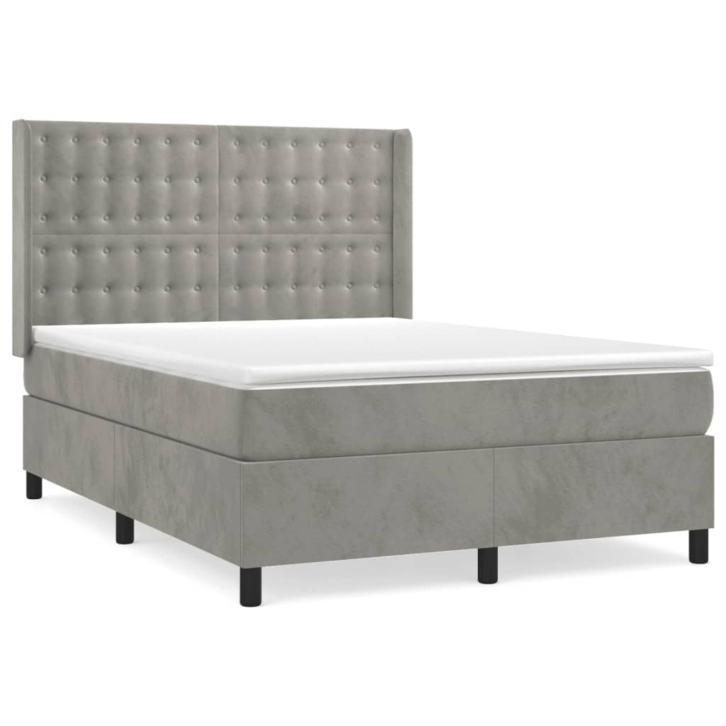 Sommier à lattes de lit et matelas Gris clair 140x190cm Velours - XIOS