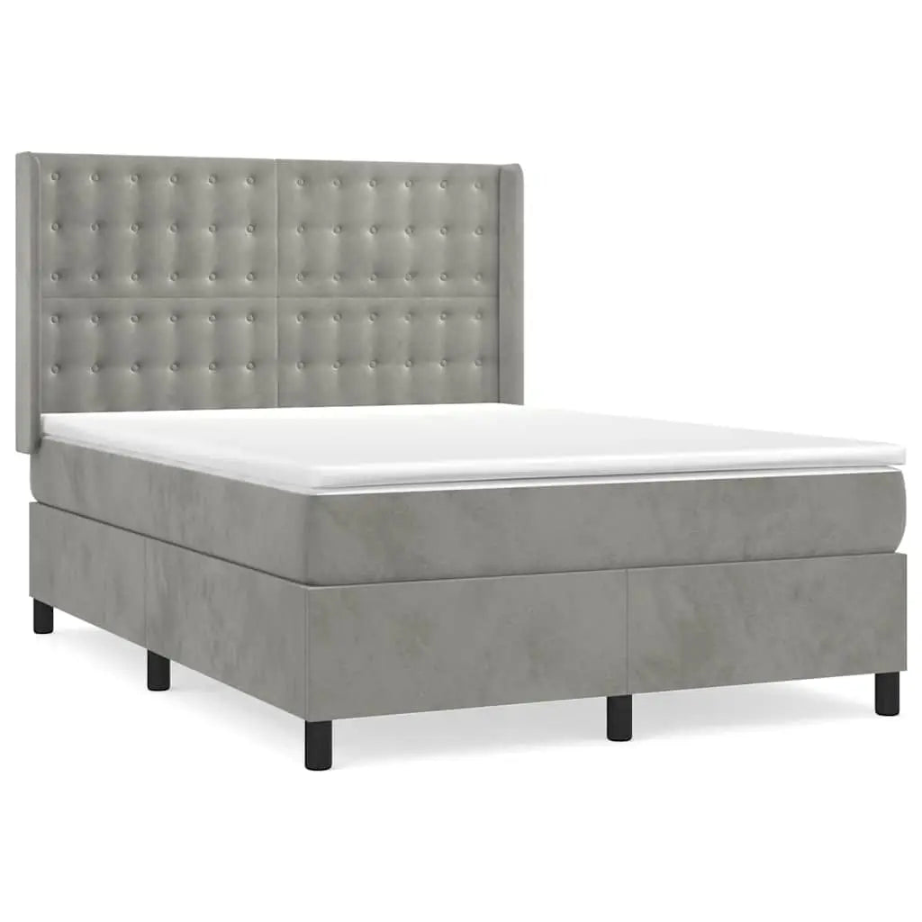 Sommier à lattes de lit et matelas Gris clair 140x190cm Velours - XIOS