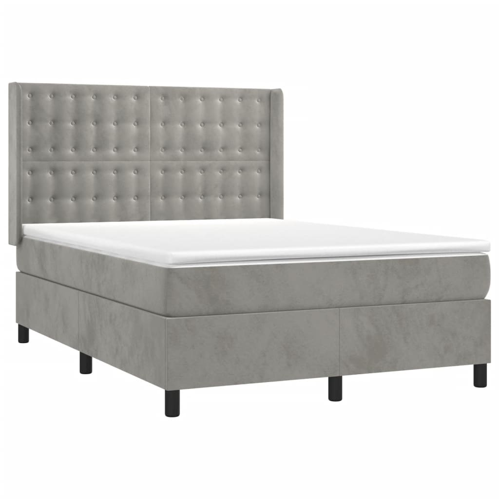 Sommier à lattes de lit et matelas Gris clair 140x190cm Velours - XIOS