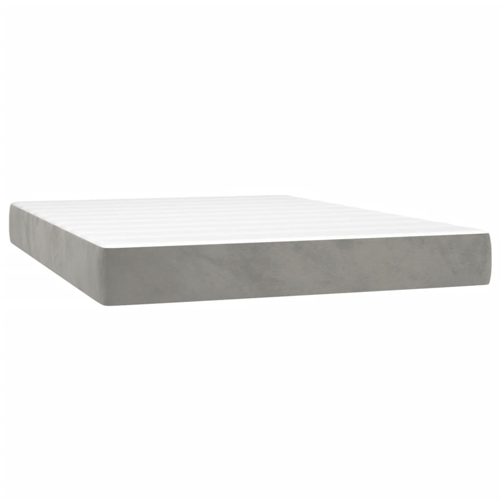 Sommier à lattes de lit et matelas Gris clair 140x190cm Velours - XIOS