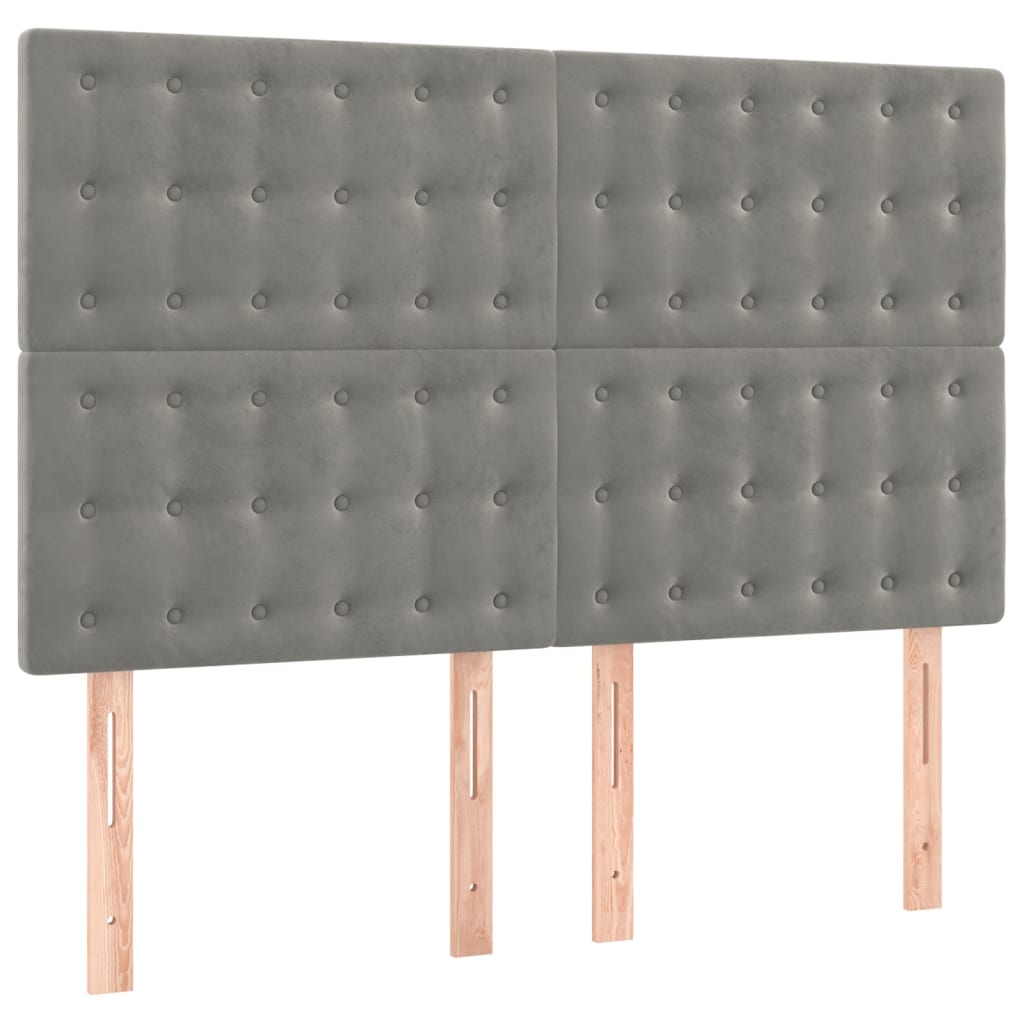 Sommier à lattes de lit et matelas Gris clair 140x190cm Velours - XIOS