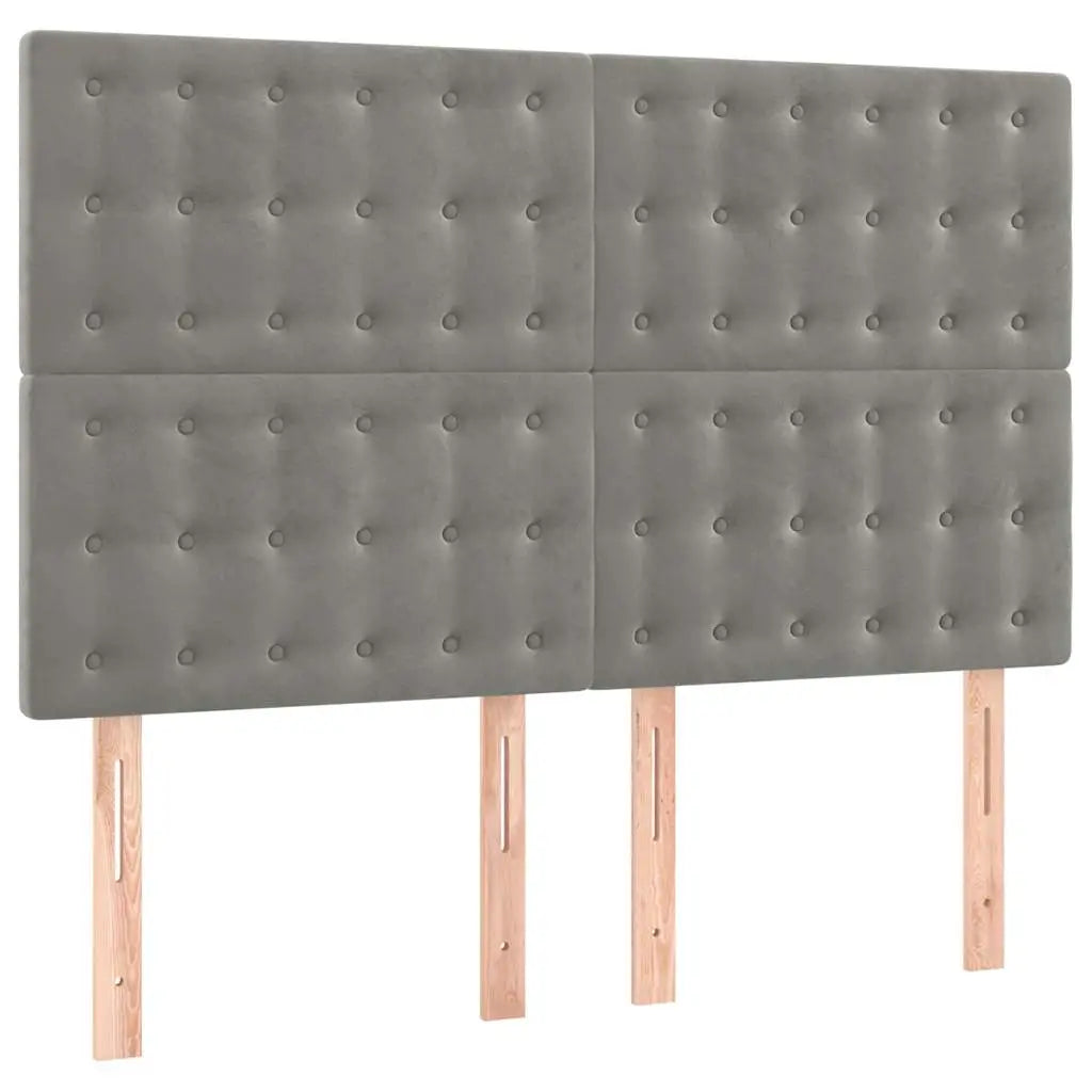 Sommier à lattes de lit et matelas Gris clair 140x190cm Velours - XIOS