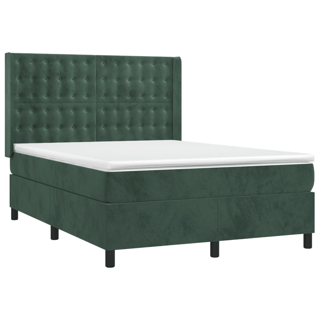 Sommier à lattes de lit et matelas Vert foncé 140x190cm Velours - XIOS