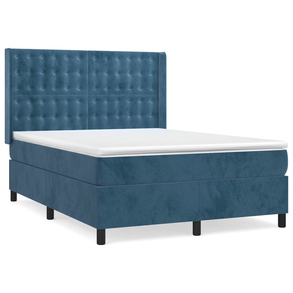 Sommier à lattes de lit et matelas Bleu foncé 140x190cm Velours - XIOS