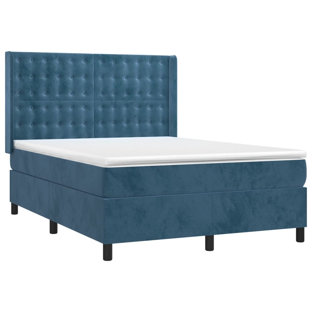 Sommier à lattes de lit et matelas Bleu foncé 140x190cm Velours - XIOS