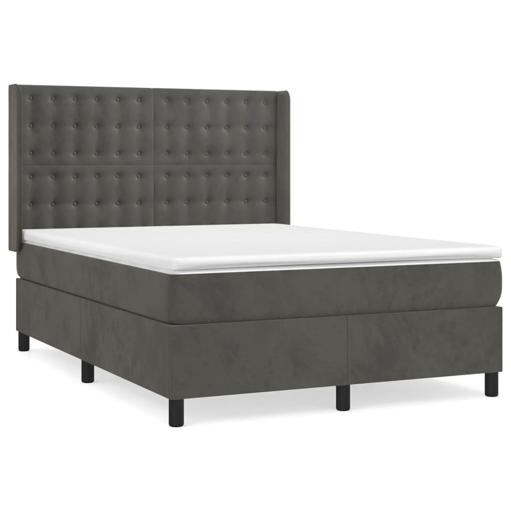 Sommier à lattes de lit et matelas Gris foncé 140x200cm Velours - XIOS