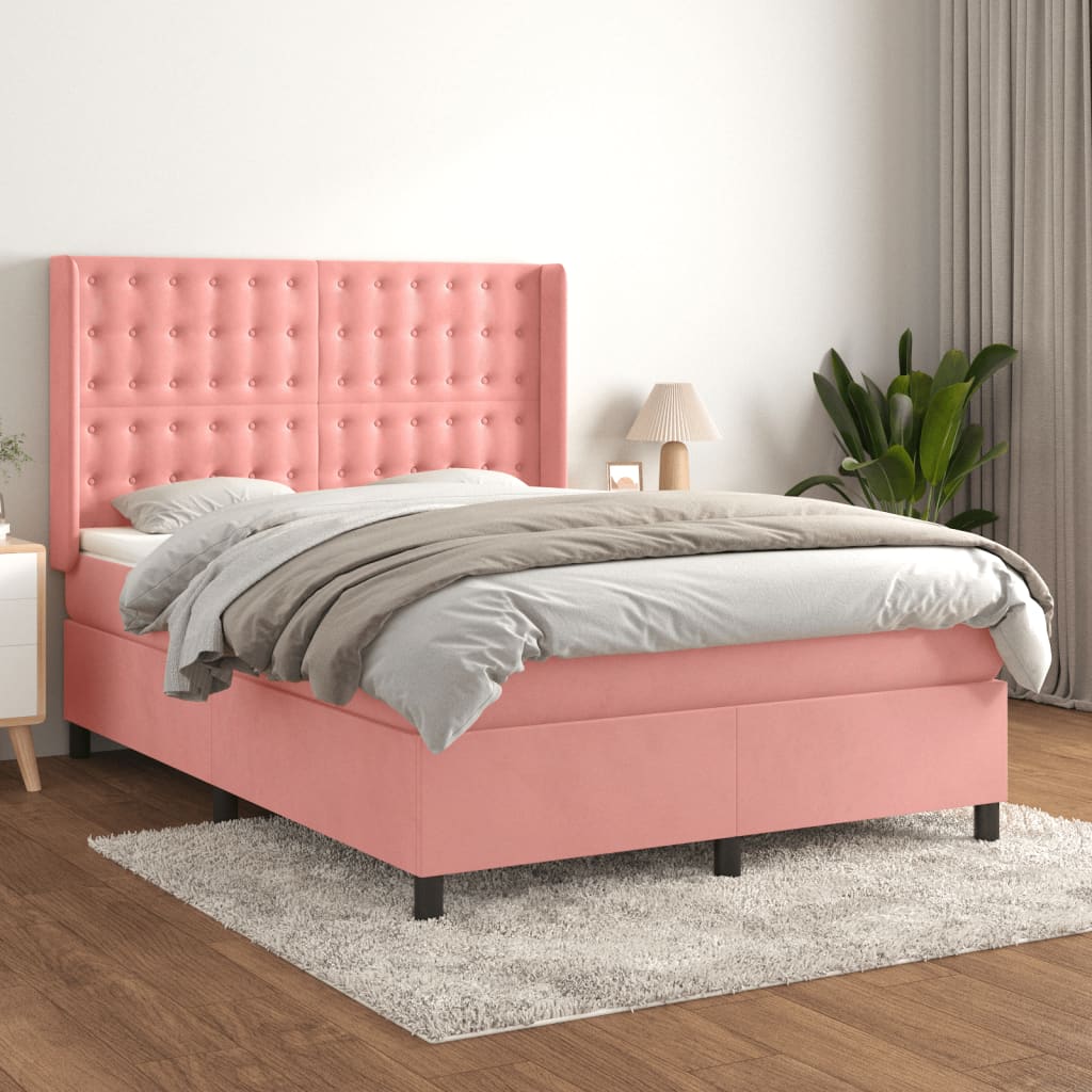 Sommier à lattes de lit avec matelas Rose 140x200 cm Velours - XIOS
