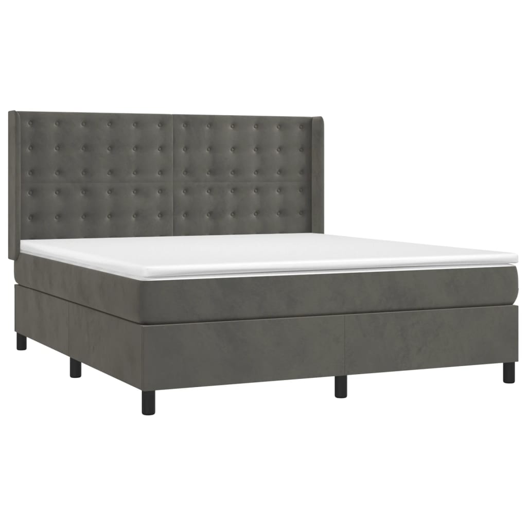 Sommier à lattes de lit et matelas Gris foncé 180x200cm Velours - XIOS