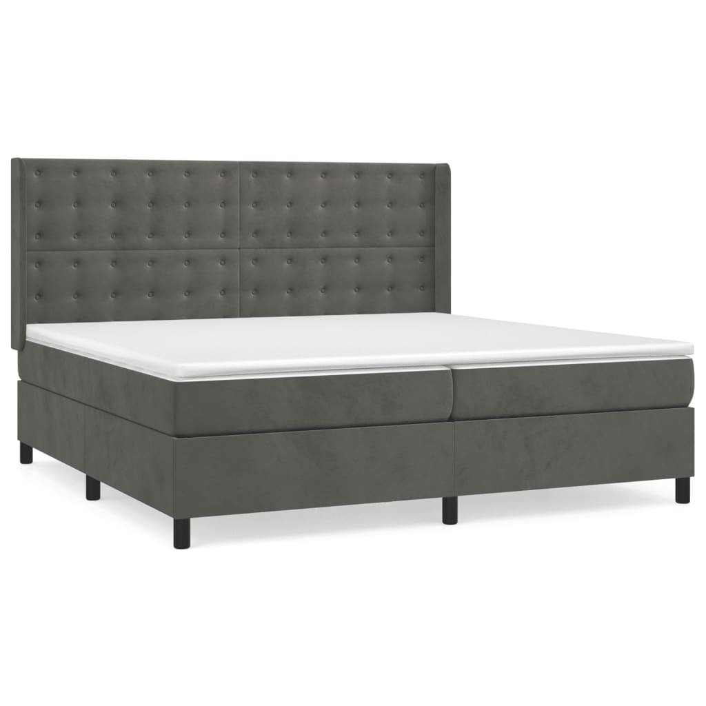 Sommier à lattes de lit et matelas Gris foncé 200x200cm Velours - XIOS