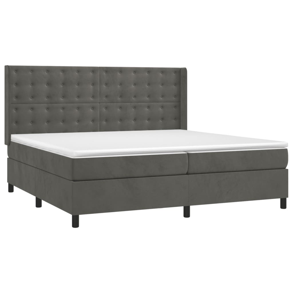 Sommier à lattes de lit et matelas Gris foncé 200x200cm Velours - XIOS