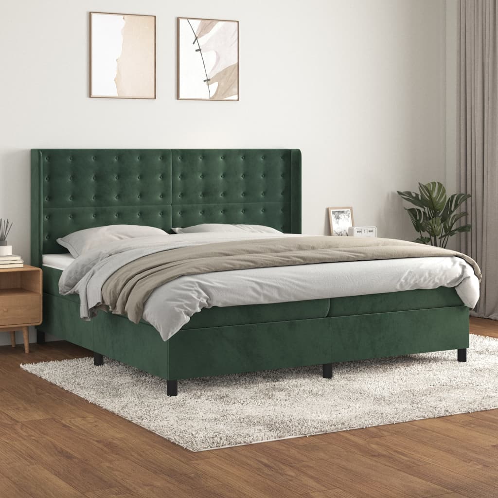Sommier à lattes de lit et matelas Vert foncé 200x200cm Velours - XIOS