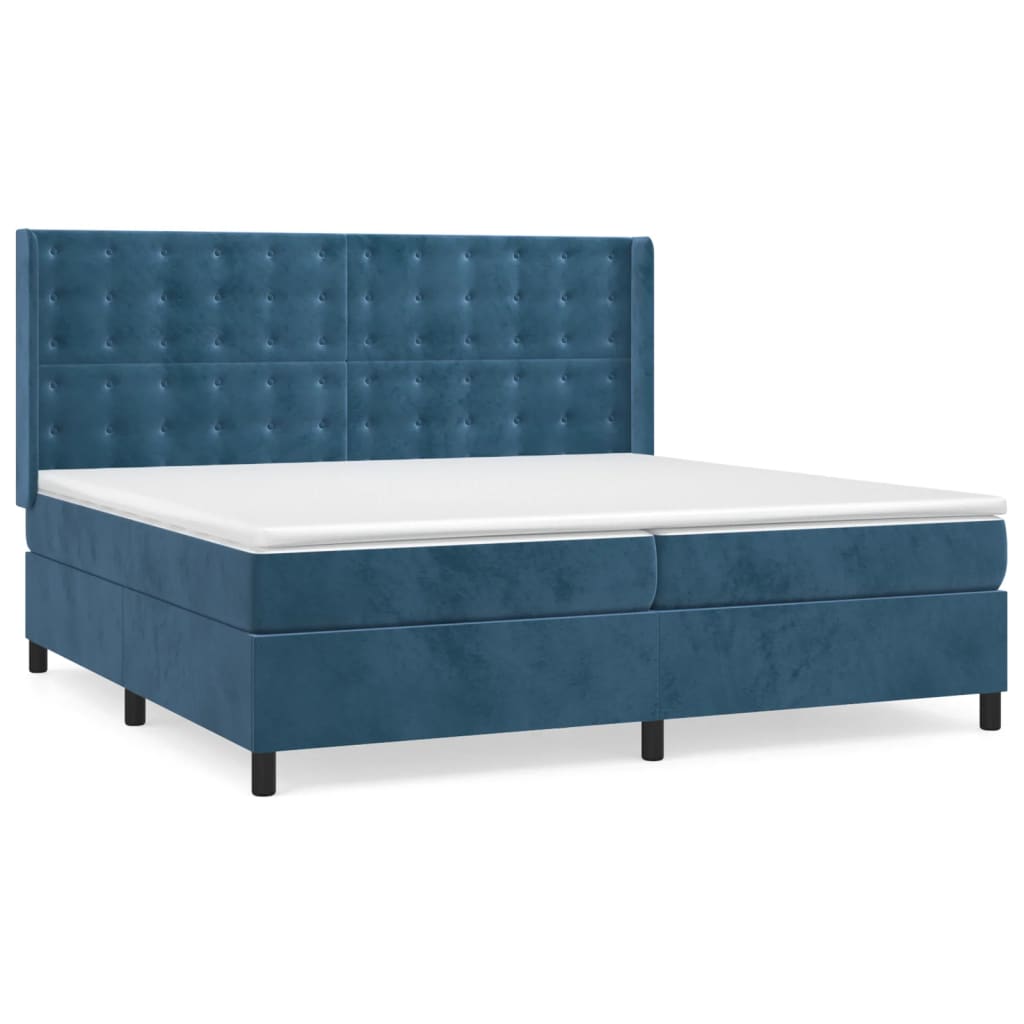 Sommier à lattes de lit et matelas Bleu foncé 200x200cm Velours - XIOS