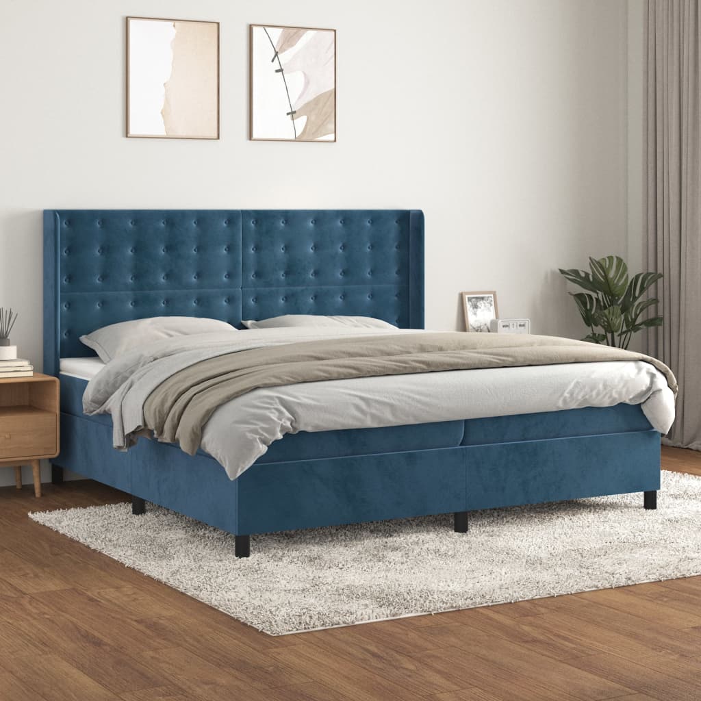 Sommier à lattes de lit et matelas Bleu foncé 200x200cm Velours - XIOS