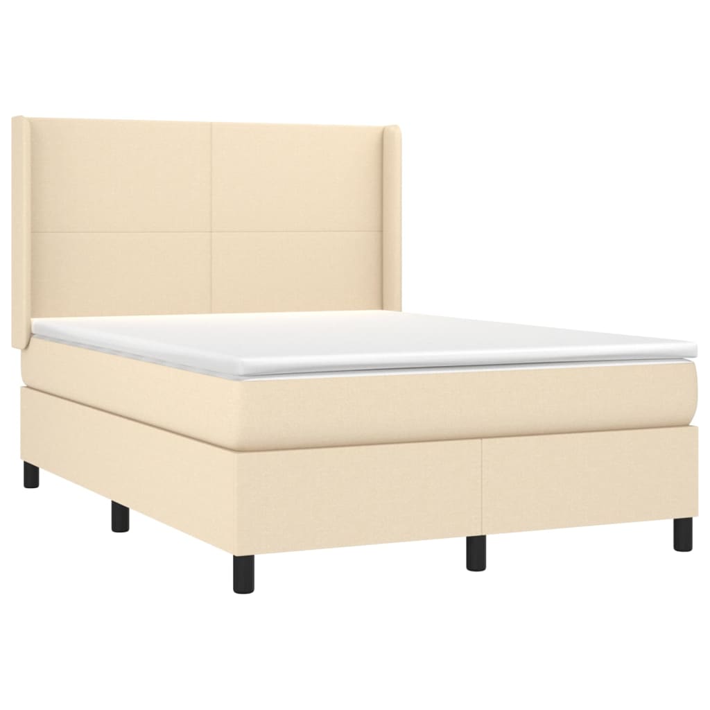 Sommier à lattes de lit matelas et LED Crème 140x190 cm Tissu