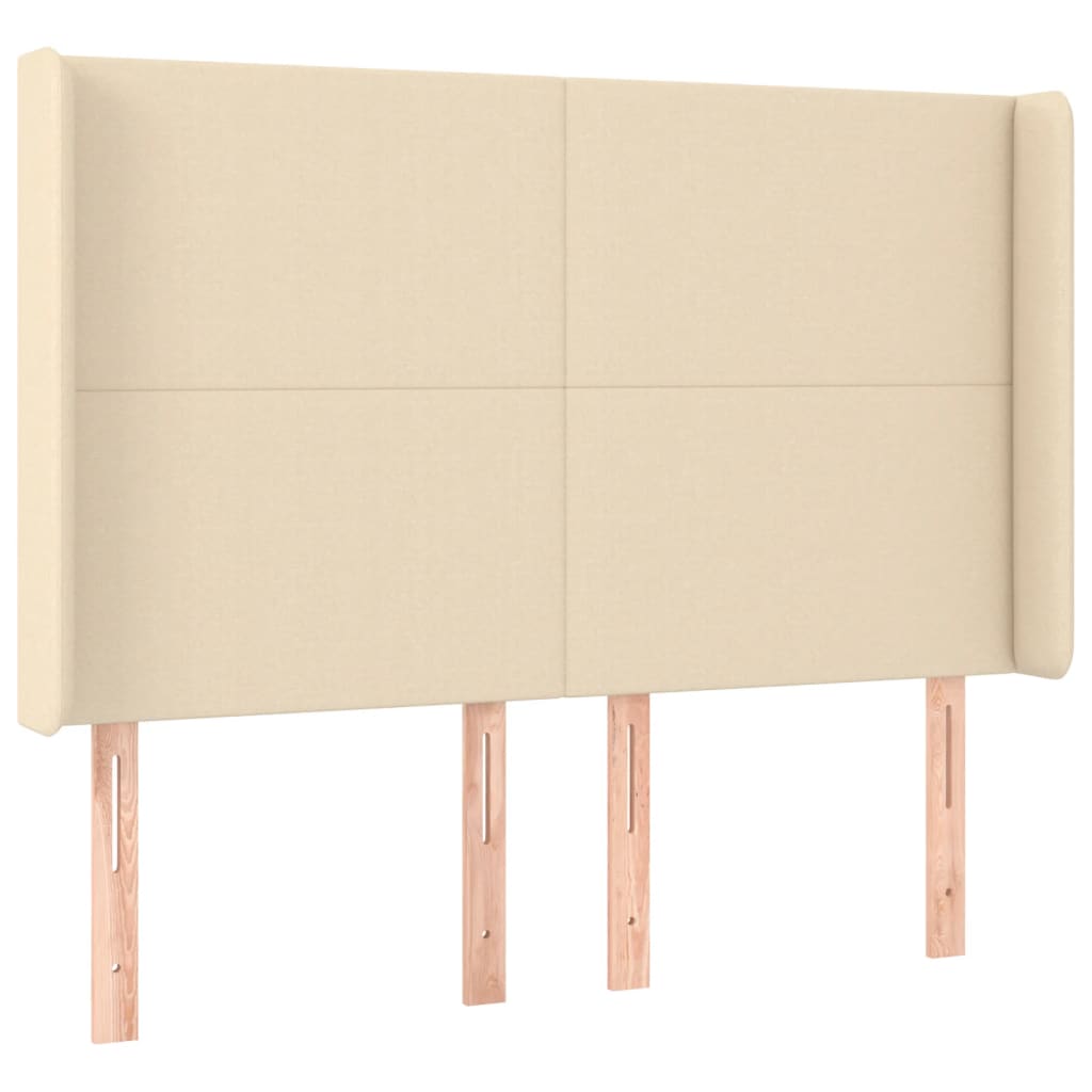 Sommier à lattes de lit matelas et LED Crème 140x190 cm Tissu