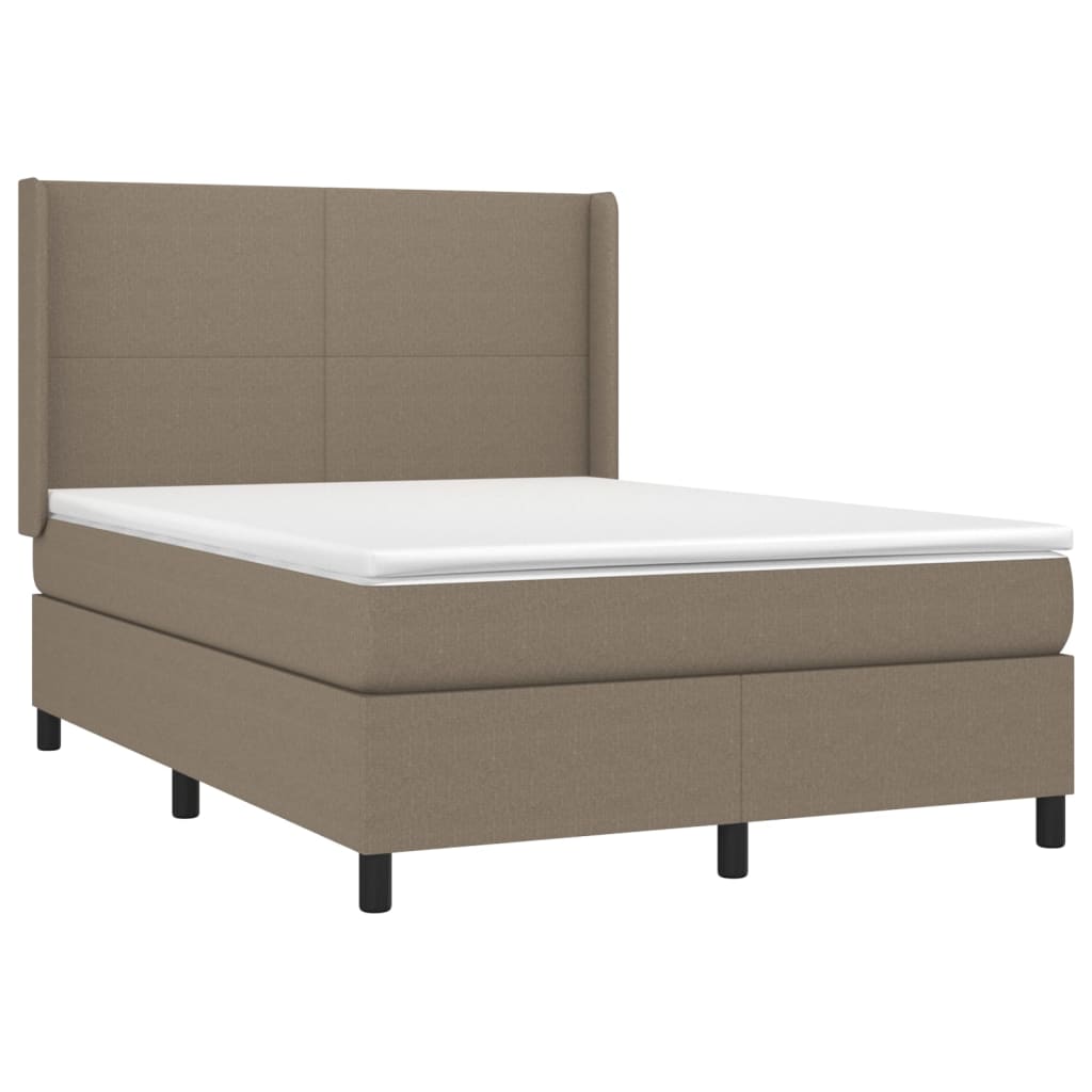 Sommier à lattes de lit matelas et LED Taupe 140x200 cm Tissu - XIOS