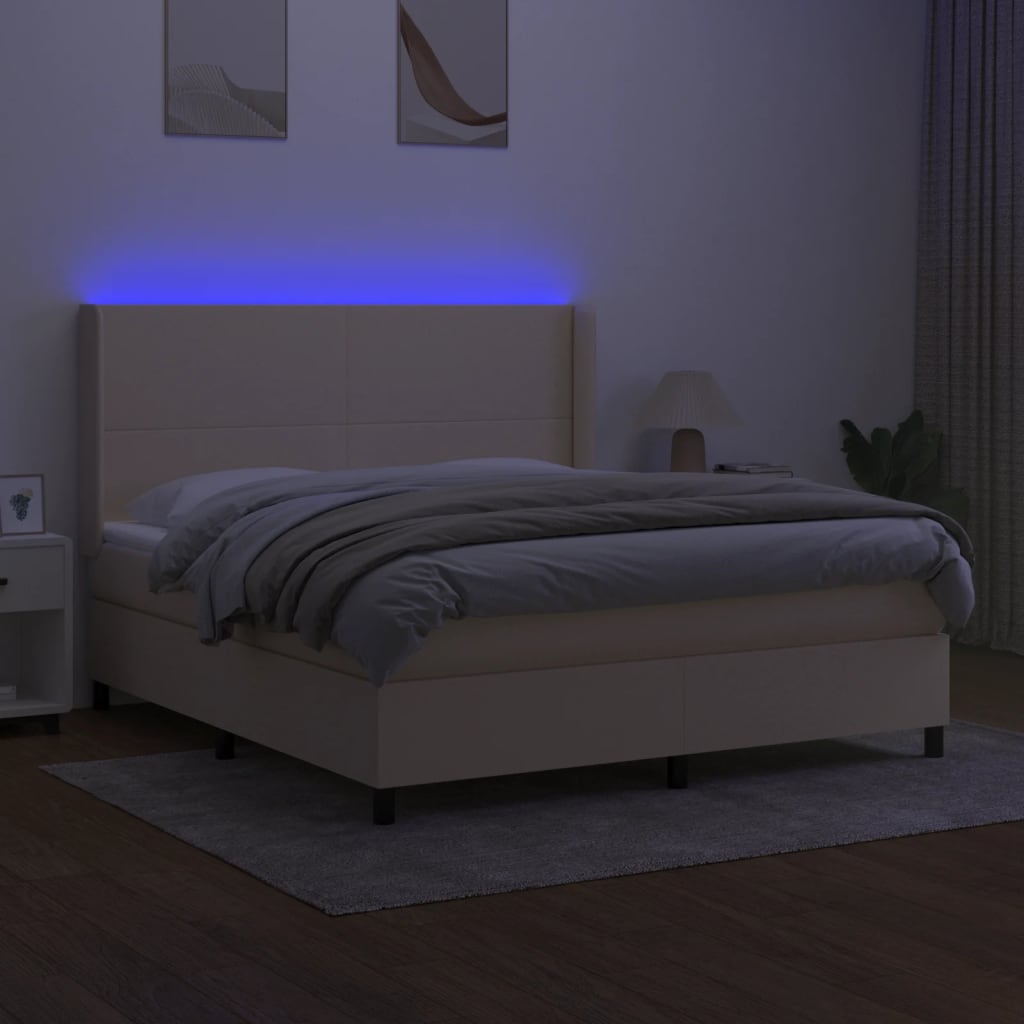 Sommier à lattes de lit matelas LED Crème 180x200 cm Tissu - XIOS