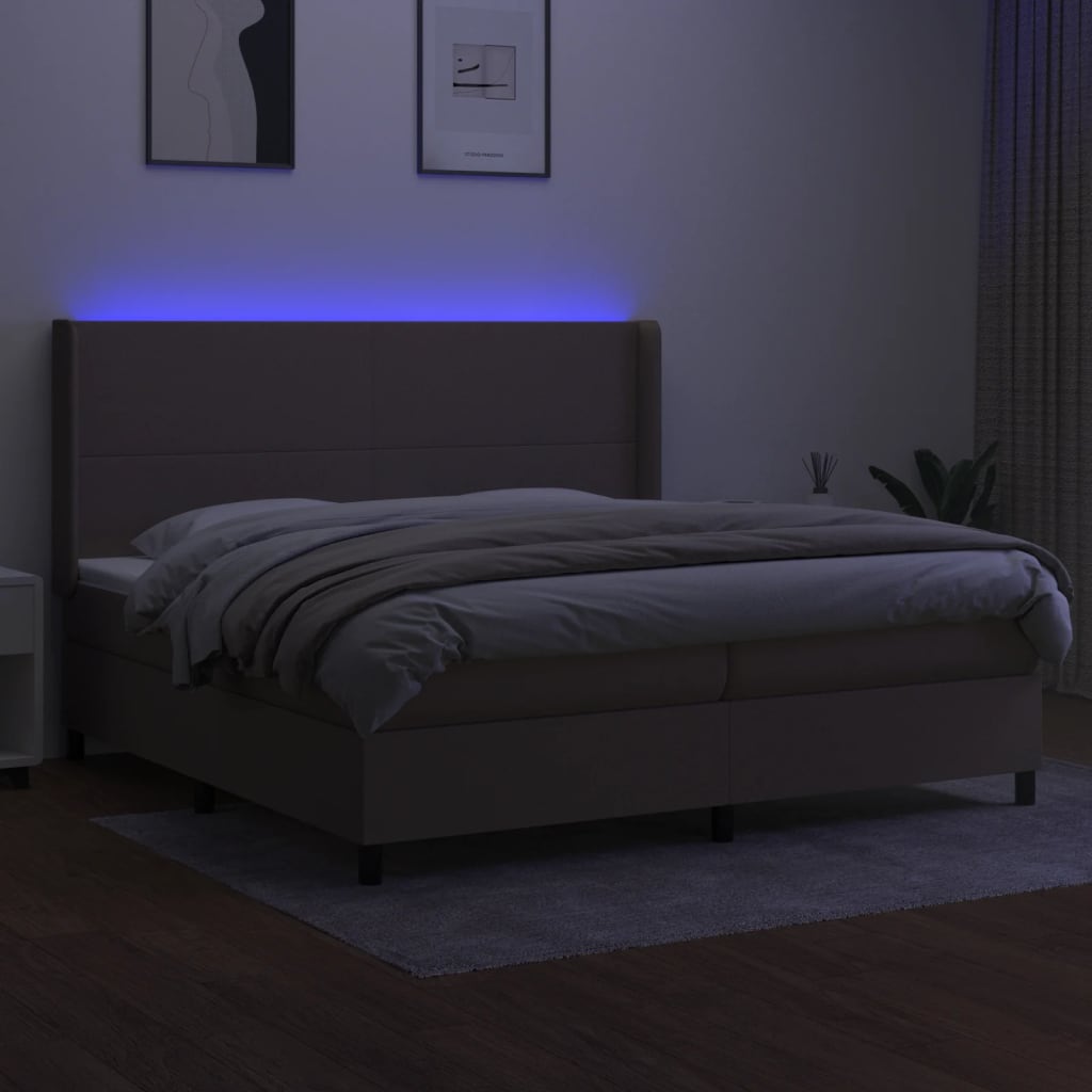 Sommier à lattes de lit matelas LED Taupe 200x200 cm Tissu - XIOS