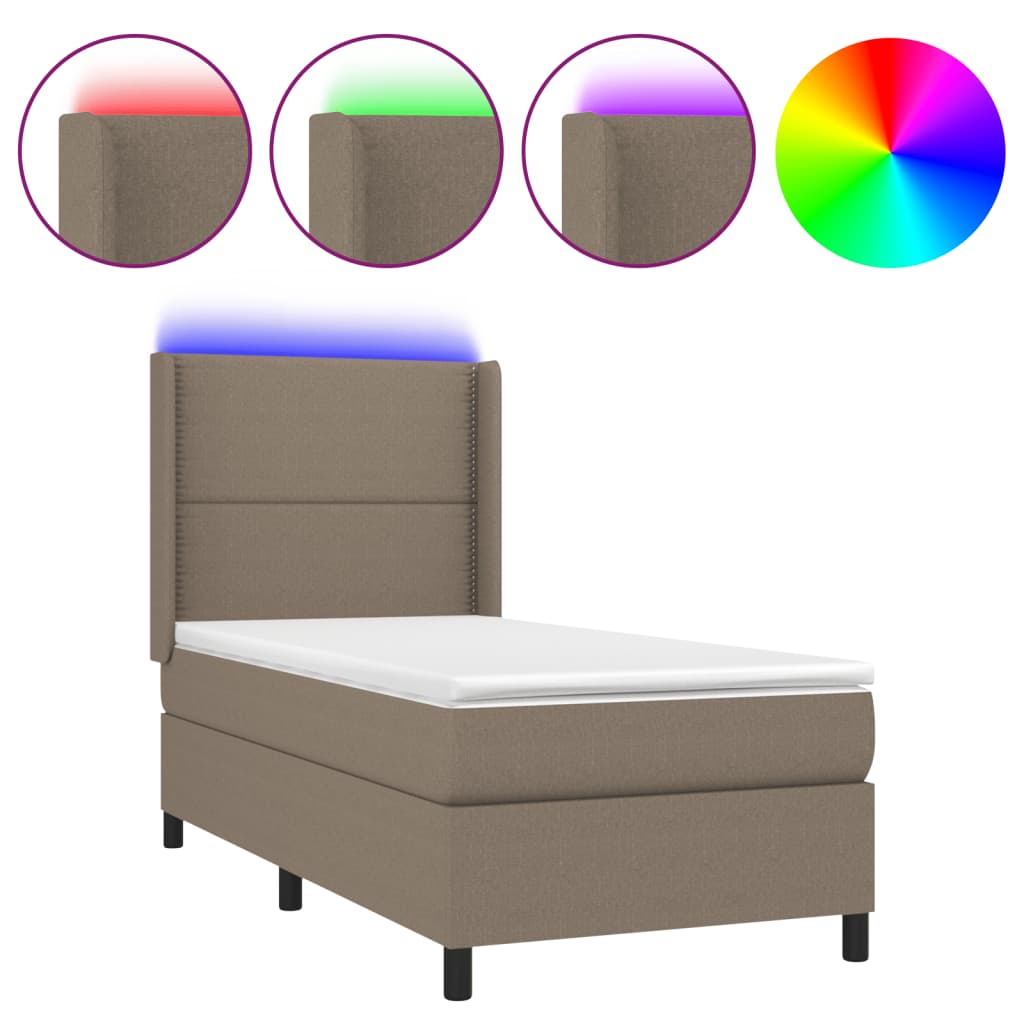Sommier à lattes de lit matelas LED Taupe 90x190 cm Tissu - XIOS