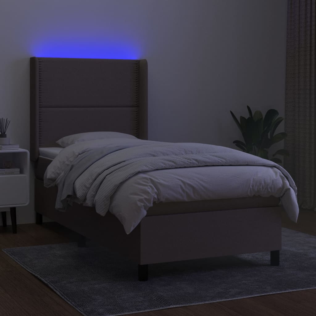 Sommier à lattes de lit matelas LED Taupe 90x190 cm Tissu - XIOS