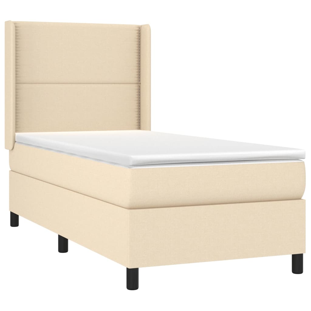 Sommier à lattes de lit matelas LED Crème 100x200 cm Tissu - XIOS