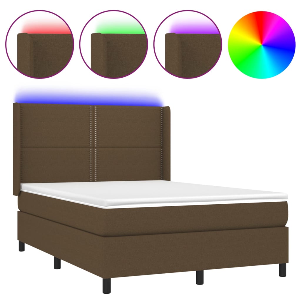 Sommier à lattes de lit matelas LED Marron foncé 140x200 cm - XIOS