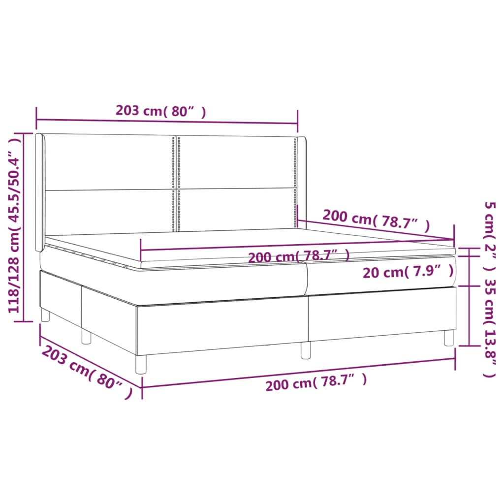Sommier à lattes de lit matelas LED Crème 200x200 cm Tissu - XIOS